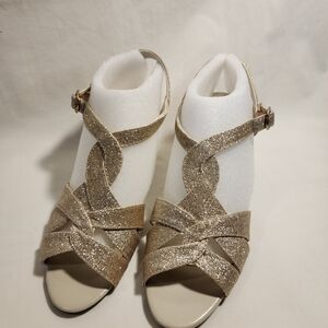 Sparkling Gold Strappy Heels